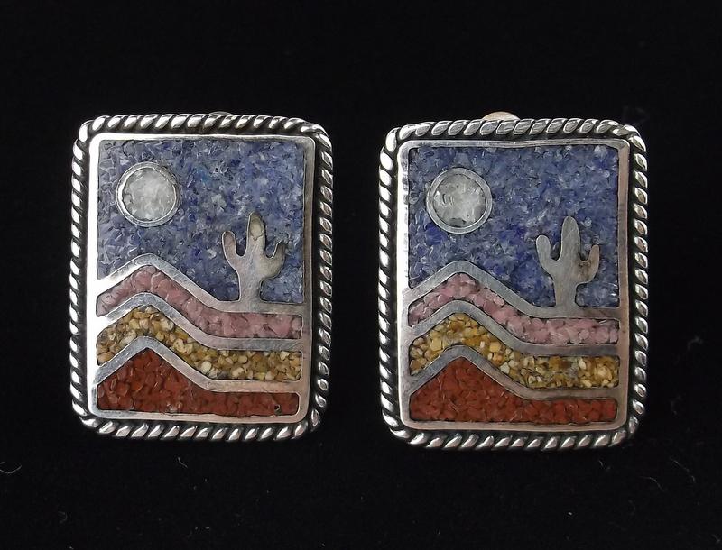 Heavy Carolyn Pollack Sterling Silver Mesa Earrings (1 of 3)