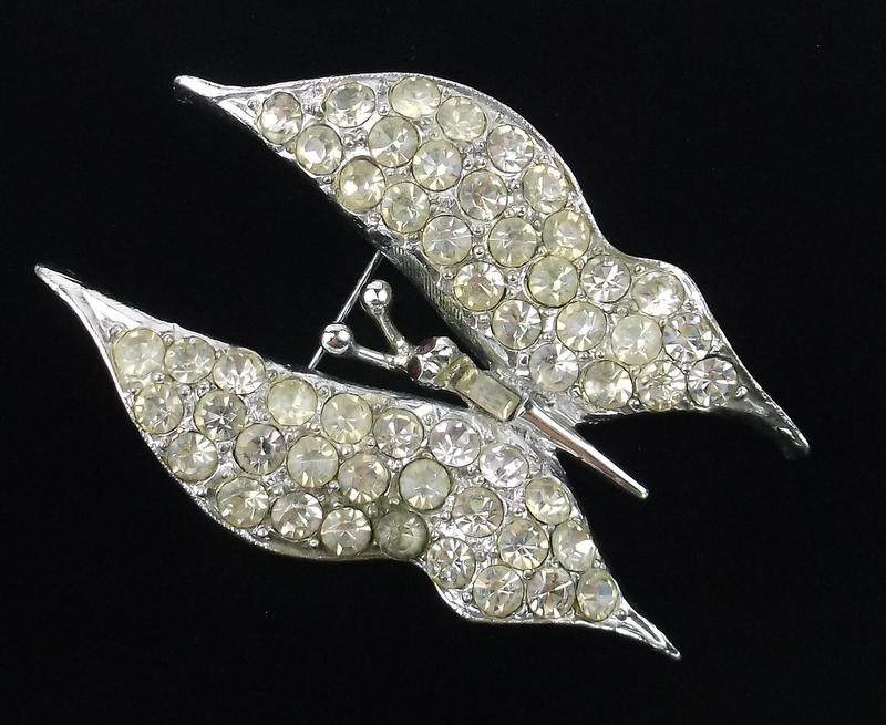 Mint 1930s Art Deco Rhinestone Butterfly Brooch Large (1 of 4)