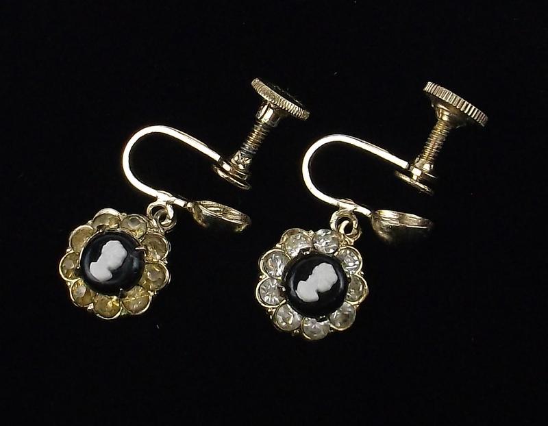 Mint 1950s Coro Craft Rhinestone Cameo Earrings: Mint Condition, In Like New Condition, Perfect