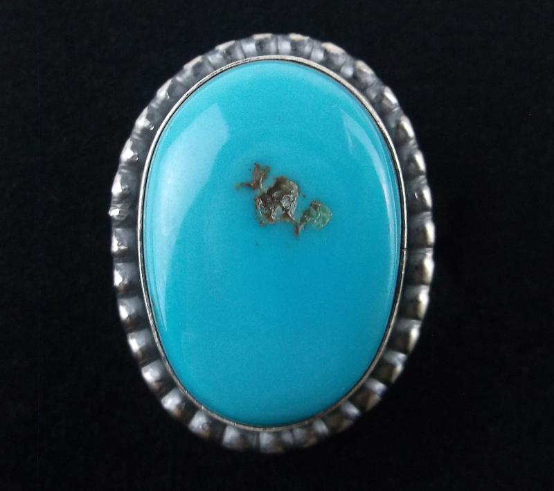 Navajo Eli Skeets Sterling Silver Turquoise Ring 6.5 (1 of 3)