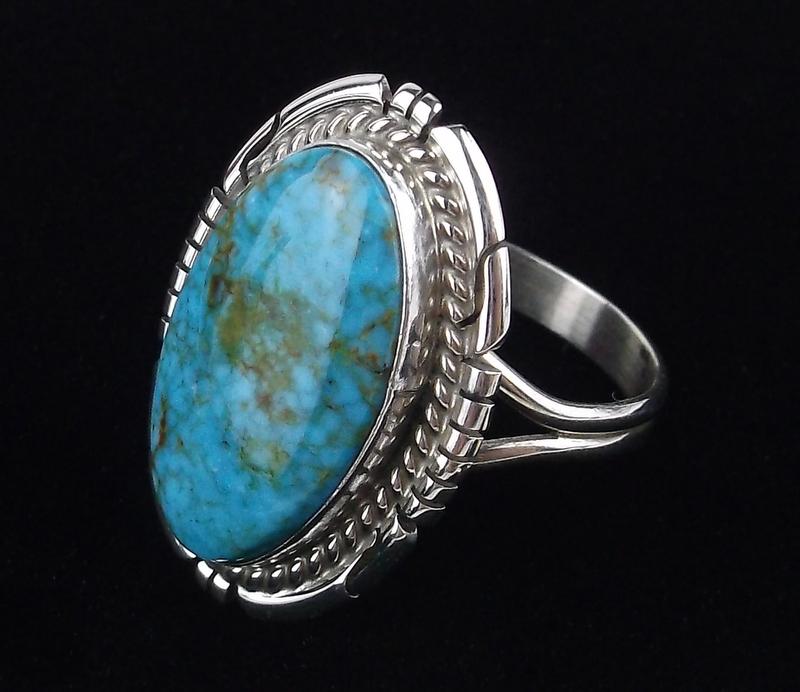Navajo Dave Skeets Sterling Silver Turquoise Ring 8.5 (1 of 3)