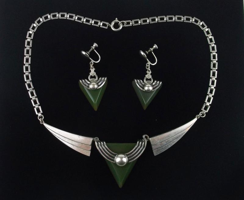 1920s Art Deco Bakelite Necklace Earrings Incredible (1 of 8)
