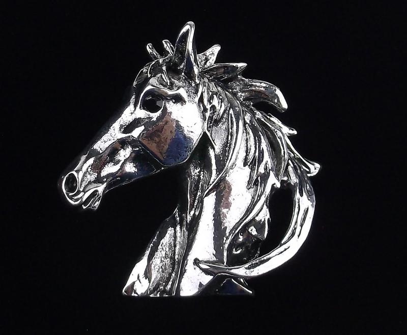 Mint Enameled Rhinestone Horse Brooch (1 of 1)
