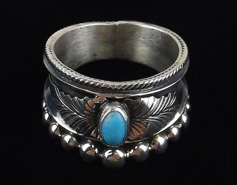 Navajo Tom Lewis Sterling Silver Turquoise Ring 10 (1 of 4)