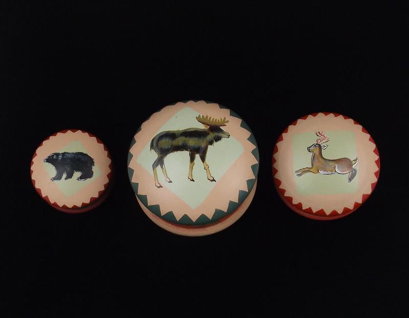 Mint Hand Painted Wood Moose Deer Bear Boxes (1 of 5)