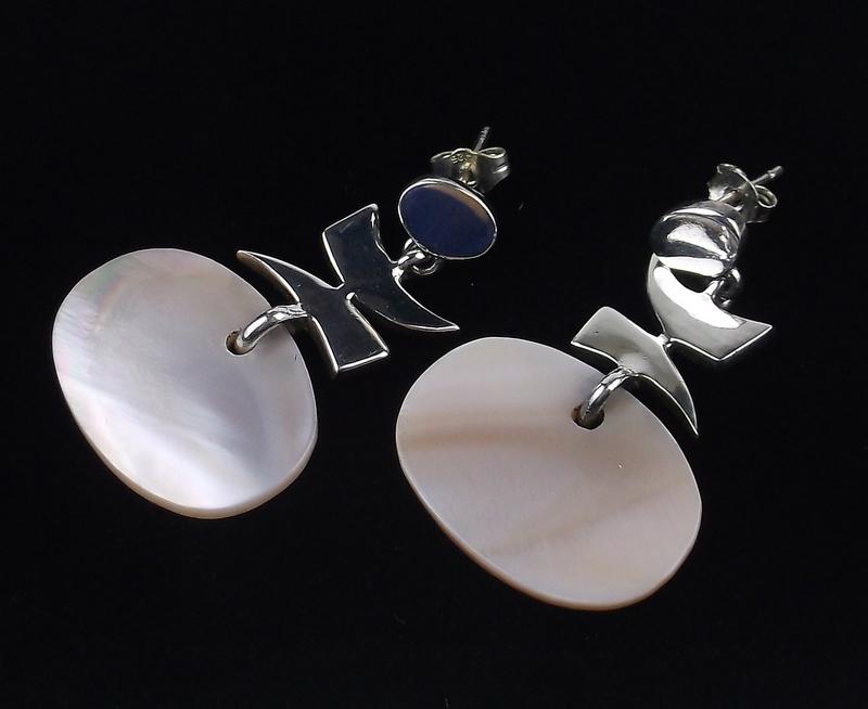 Stunning Sterling Silver MOP Drop Stud Earrings (1 of 2)