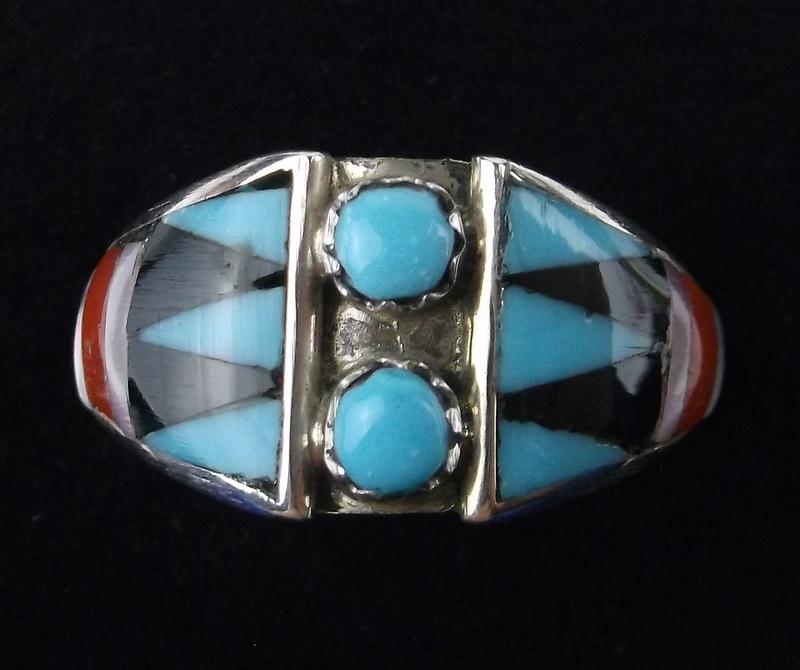 Zuni Delberta Boone Sterling Multi Inlay Ring 7 (1 of 3)