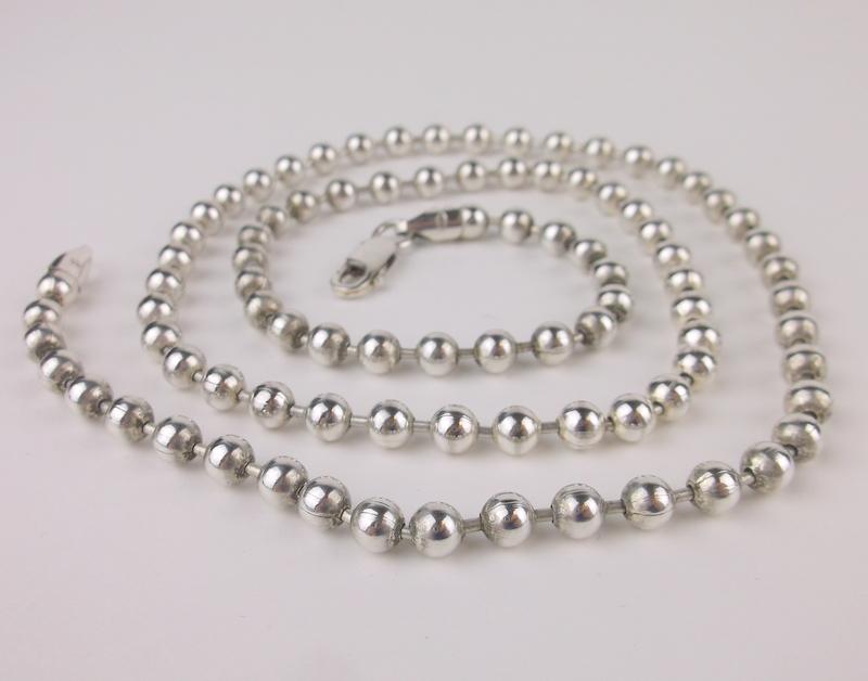 Stunn Vintage Heavy Sterling Ball Chain Necklace 25" (1 of 3)