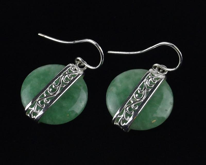 New Sterling Silver Jade Drop Earrings (1 of 2)