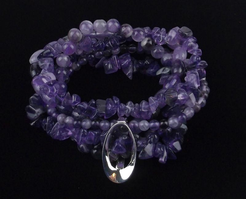 New Sterling 5 Amethyst Bracelet Set Designer Healing (1 of 4)