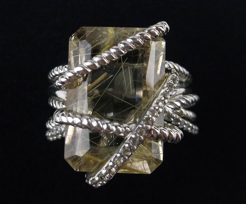 New Boxed Sterling Rutilated Citrine Ring Size 7 (1 of 4)