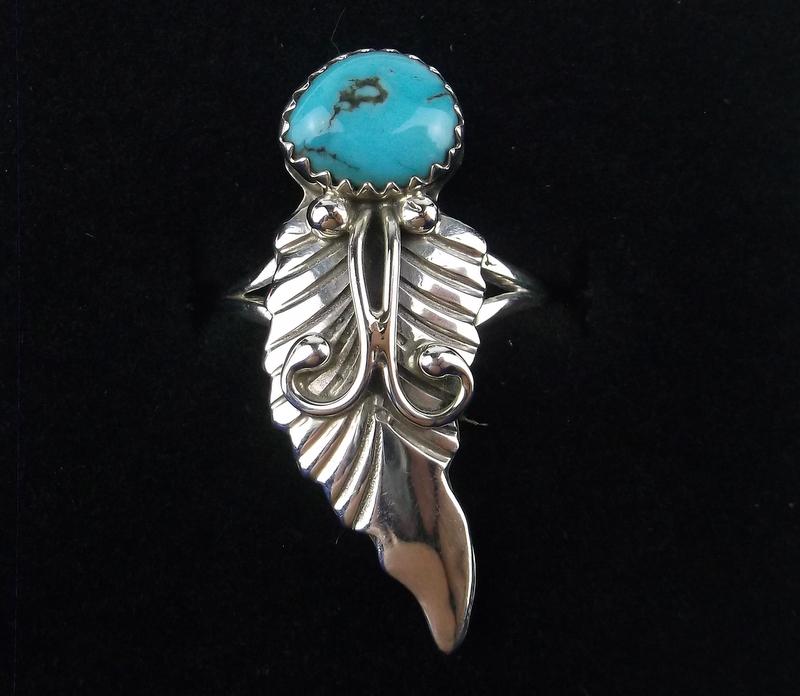 Navajo Maxine Calladito Sterling Turquoise Ring 7.5 (1 of 3)