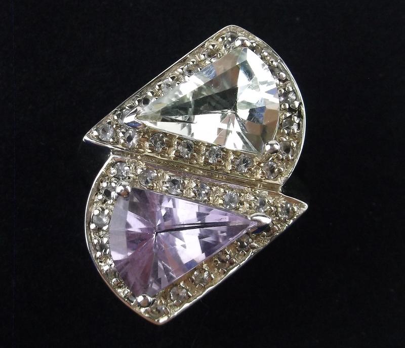 New Boxed Big Sterling Aquamarine Amethyst Ring 7 (1 of 5)