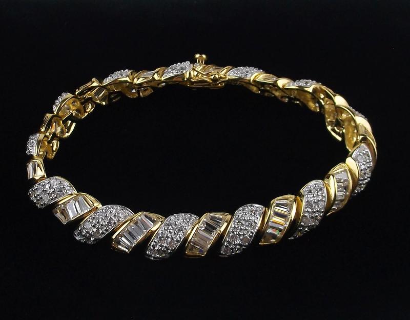 New Heavy Gold Over Sterling Tennis Bracelet 7.25": Solid Sterling Silver Guaranteed, in Brand New Never Worn Condition.