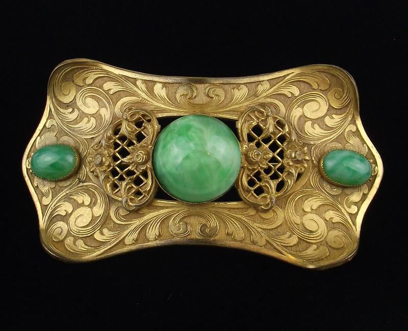 Huge 1890s Art Nouveau Ornate Cabochon Brooch: A Stunning Original Antique 1890s Art Nouveau Ornate Cabochon Brooch. Very Large, very detailed and master crafted, in excellent condition.