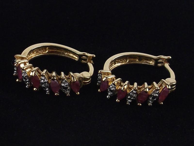 New Gold Over Sterling Diamond Ruby Earrings (1 of 1)