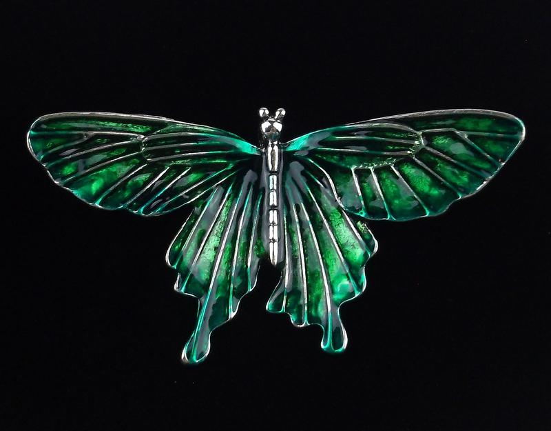 Mint Enameled Butterfly Brooch Life Size (1 of 2)