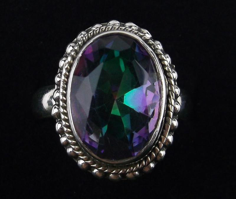 New Thick Sterling Silver Rainbow Topaz Ring 8 (1 of 2)