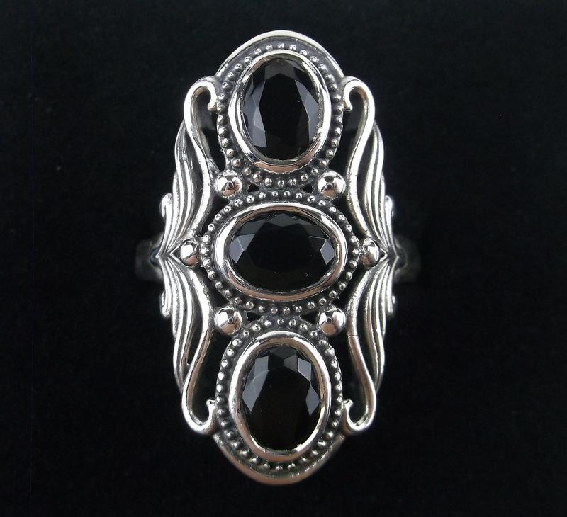New Sterling Silver Black Obsidian Ring Size 8 (1 of 2)