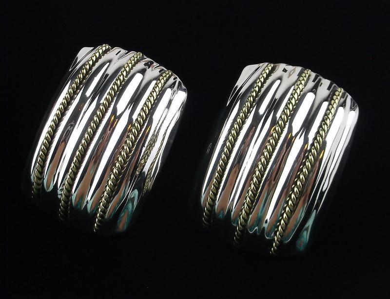 Mint Large Laton Taxco Sterling Stud Earrings TR124 (1 of 3)