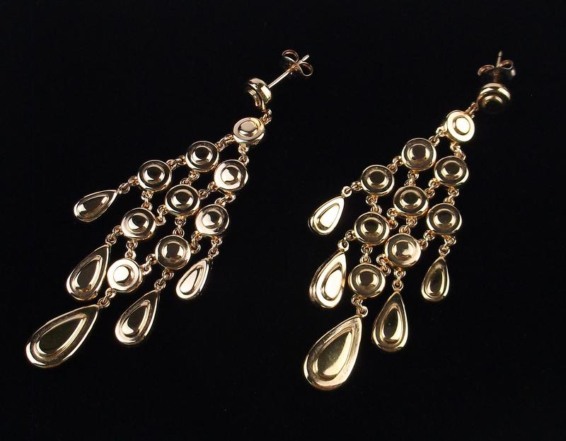 New Gold Over Sterling Chandelier Drop Stud Earrings (1 of 2)