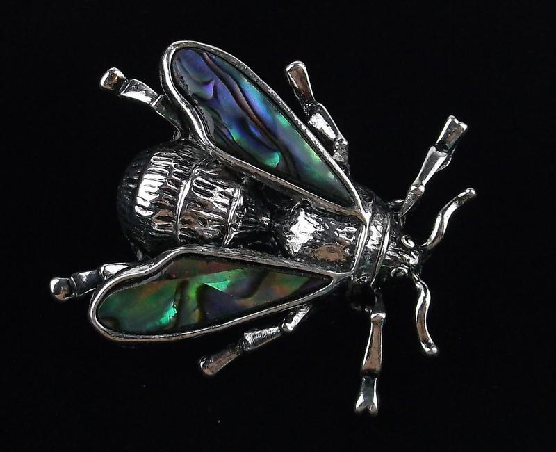 Mint Large Abalone Bee Insect Brooch (1 of 2)