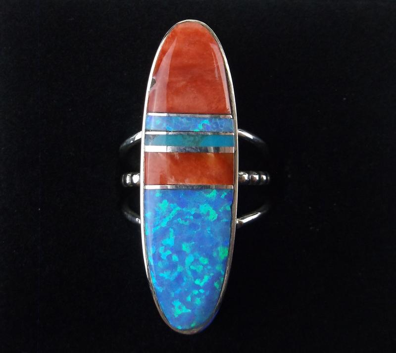 Navajo Harold Smith Sterling Opal Spiny Ring 6 (1 of 3)