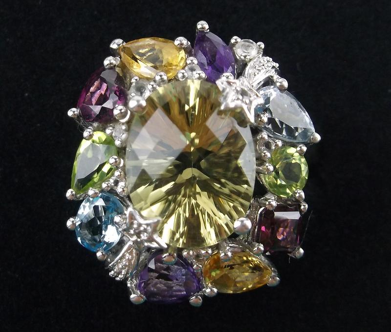 New Boxed Sterling Silver Gemstone Star Ring 6.25 (1 of 2)