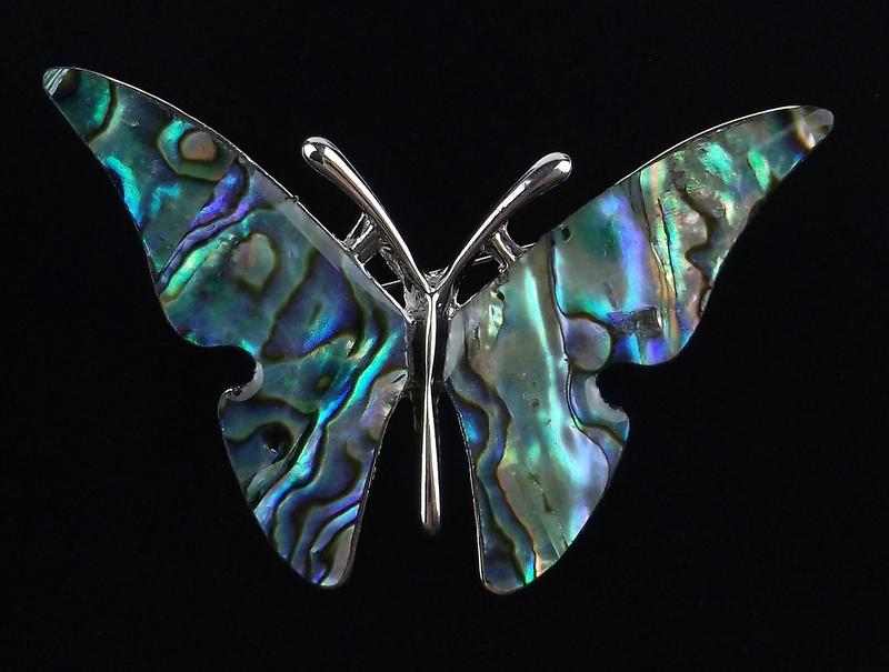 Mint Abalone Butterfly Brooch Life Size (1 of 2)