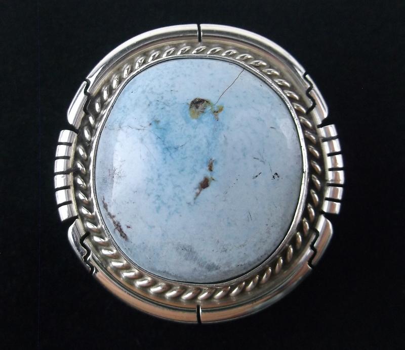 Navajo Dave Skeets Sterling Gold Hills Turquoise Ring 9 (1 of 2)