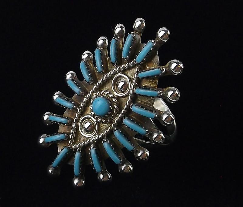 Zuni Philander Gia Sterling Silver Turquoise Ring 8 (1 of 4)