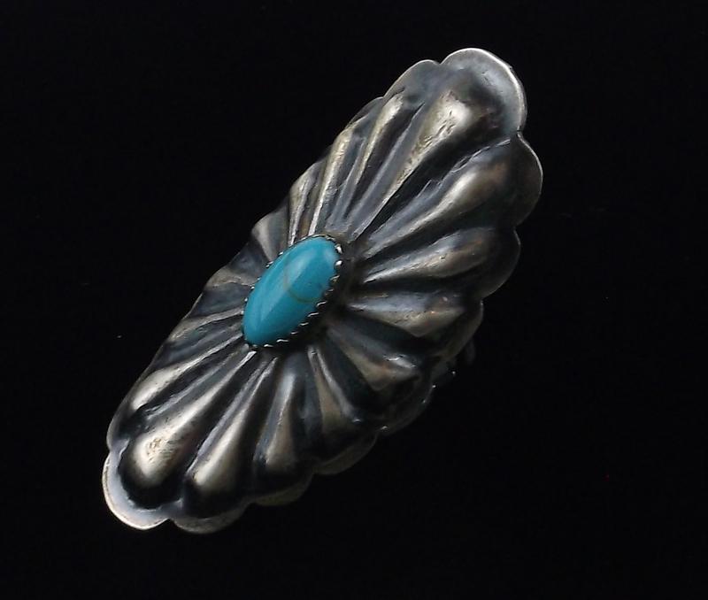 Huge Navajo Tim Yazzie Sterling Silver Turquoise Ring 9 (1 of 4)