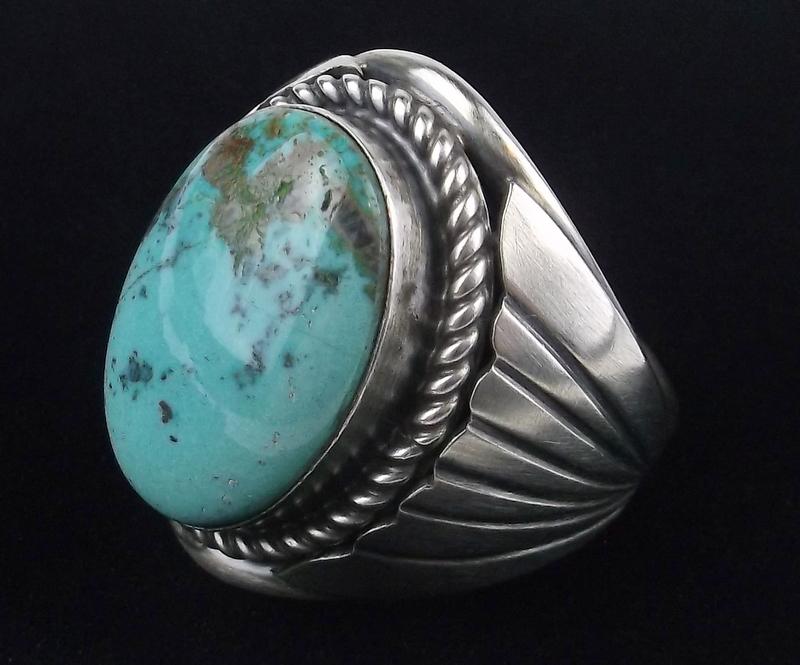 Huge Navajo Tony Yazzie Sterling Pilot Mt Turq Ring 12 (1 of 4)