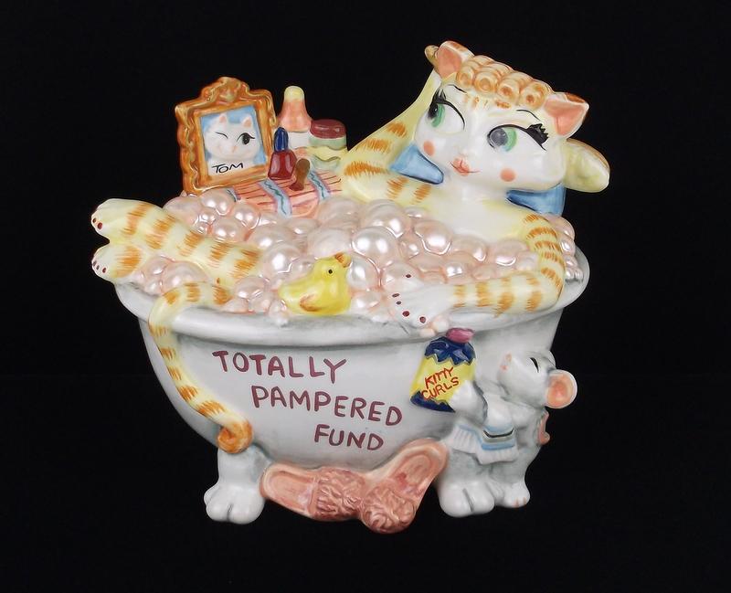 Mint Fitz & Floyd Cat In Bath Bank Ceramic: Mint Condition, In Like New Condition, Perfect