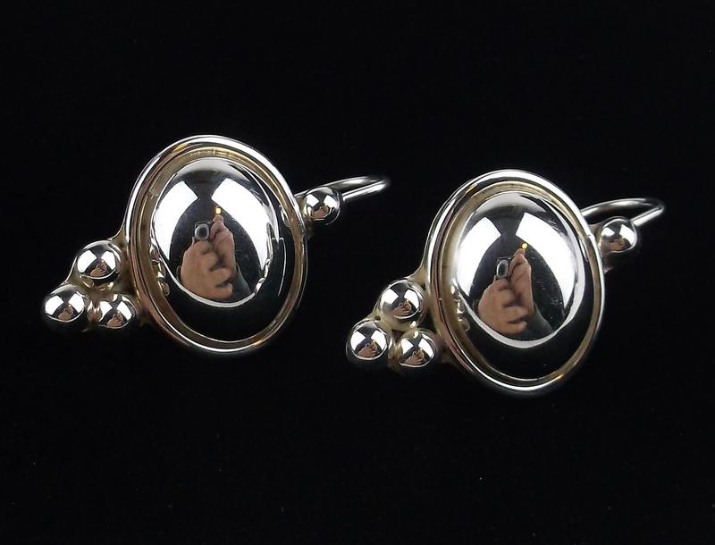 New Thick Heavy Taxco Sterling Silver Drop Earrings (1 of 3)