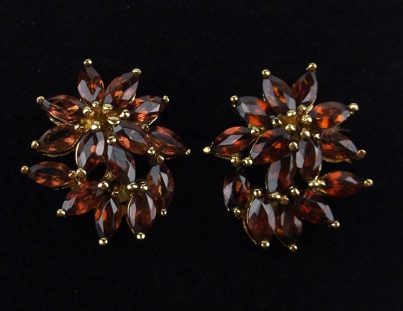 New Gold Over Sterling Garnet Stud Earrings (1 of 2)