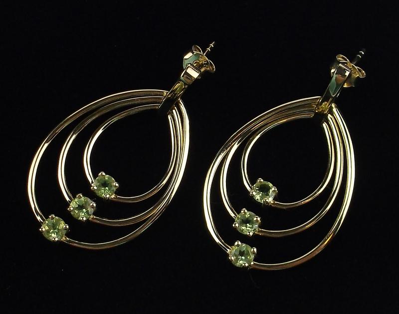 New Gold Over Sterling Peridot Stud Drop Earrings (1 of 1)