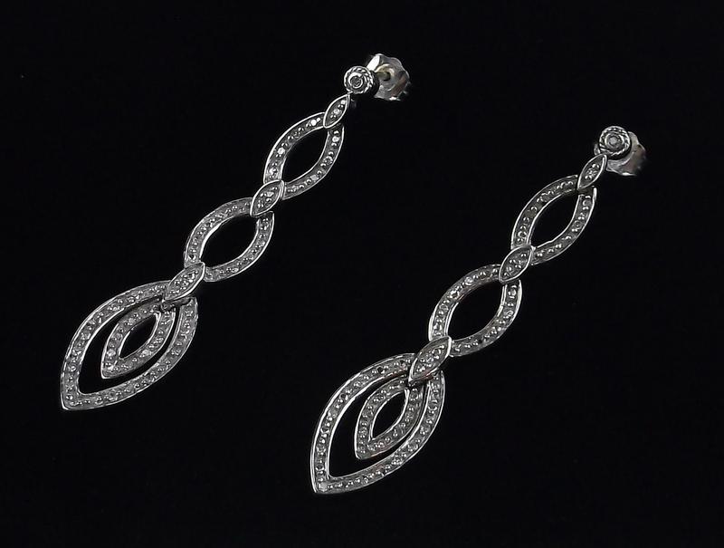 New Sterling Silver Diamond Drop Stud Earrings (1 of 2)