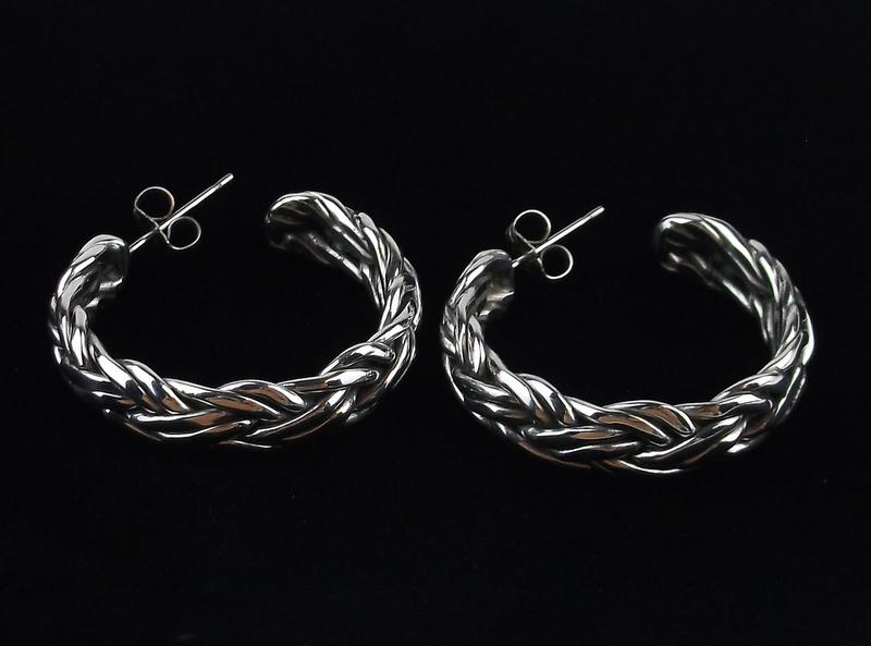 Mint Heavy Taxco Sterling Silver Hoop Earrings Thick (1 of 2)