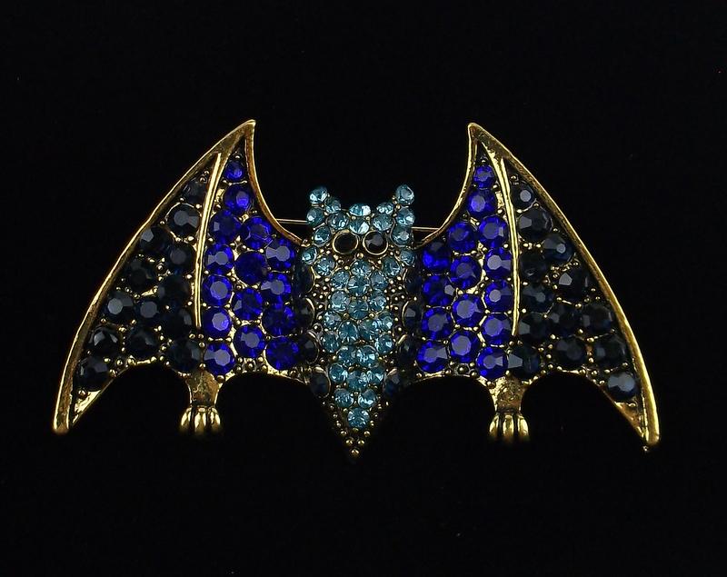 Mint Enameled Rhinestone Bat Brooch: Mint Condition, In Like New Condition, Perfect