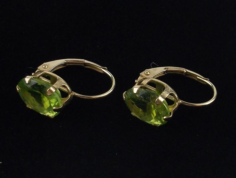 New Boxed 14kt Gold 3cttw Peridot Drop Earrings (1 of 3)