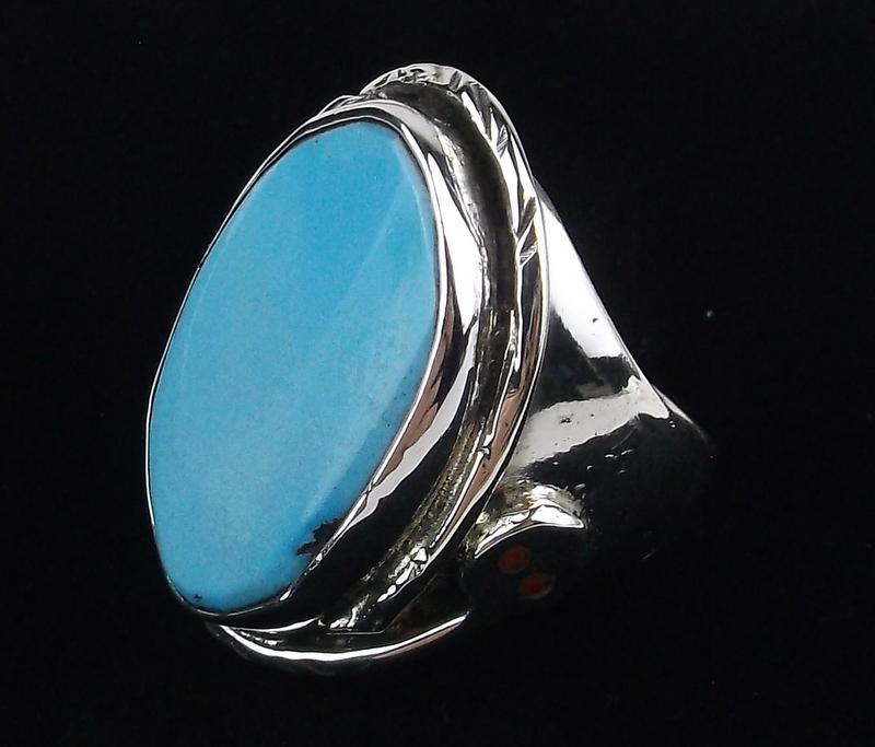 Huge Zuni Jude Candeleria Sterling Turq Snake Ring 10.5 (1 of 8)