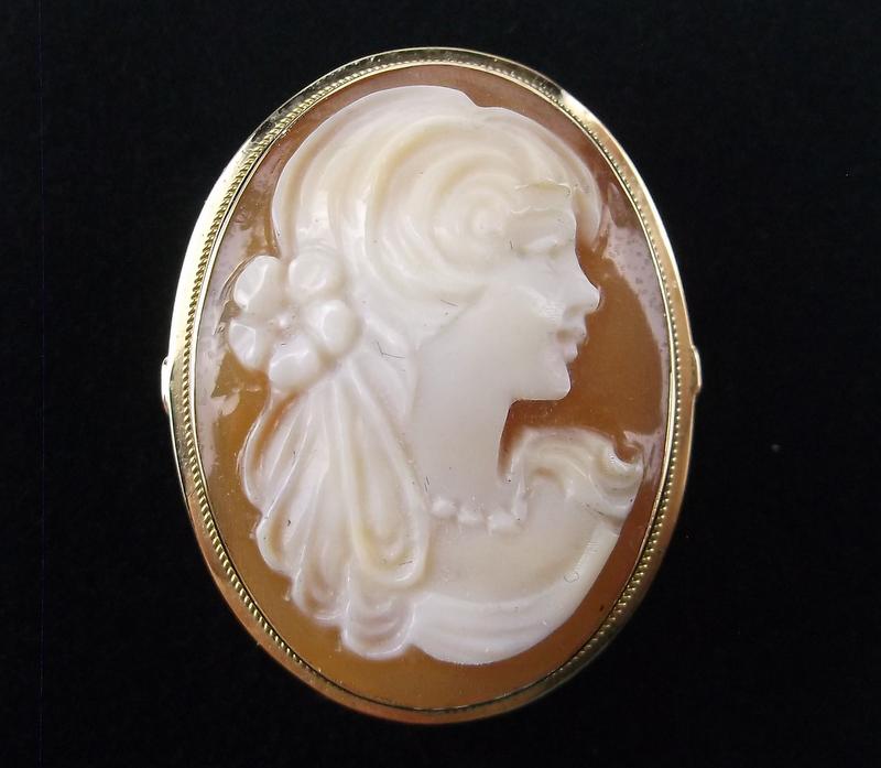 New Boxed 14kt Gold Carved Shell Cameo Ring 6.5 (1 of 6)