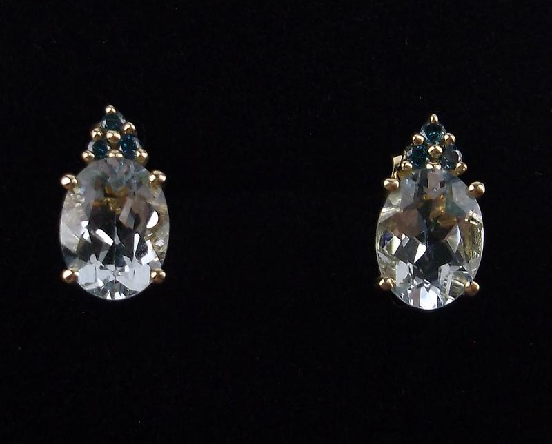 New 14kt Gold 2cttw Aquamarine Diamond Earrings (1 of 2)