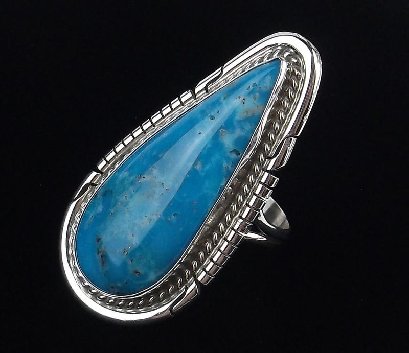 Big Navajo Dave Skeets Sterling Silver Turquoise Ring 8 (1 of 4)