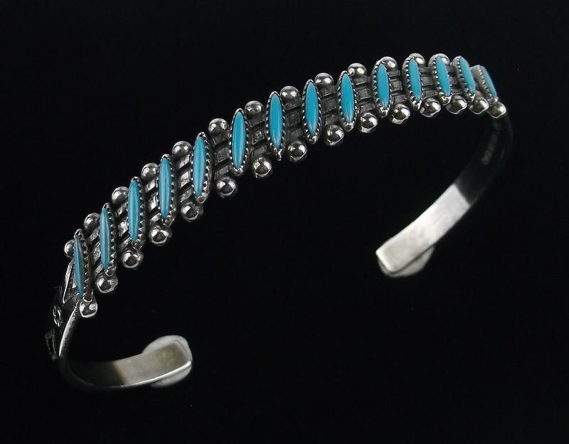 1940s Maisels Navajo Sterling Turquoise Cuff Bracelet (1 of 7)