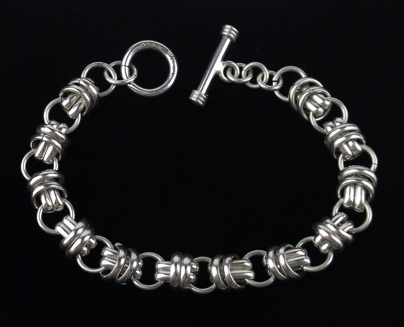 Mint Heavy Vintage Taxco Sterling Chain Bracelet 8" (1 of 3)