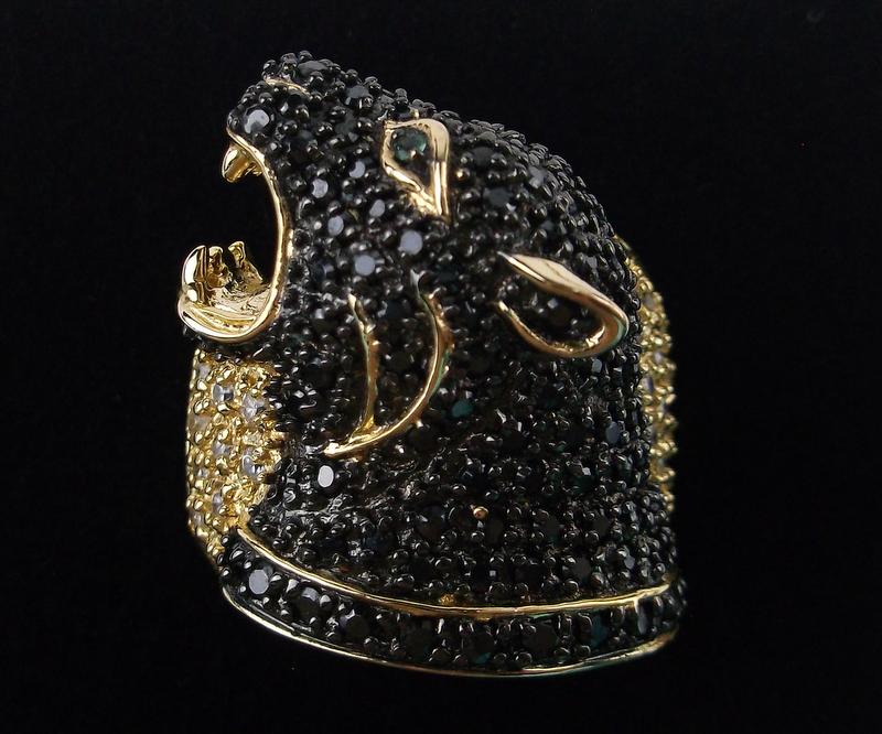 New Gold Over Sterling Emerald Eye Panther Ring 7 (1 of 5)