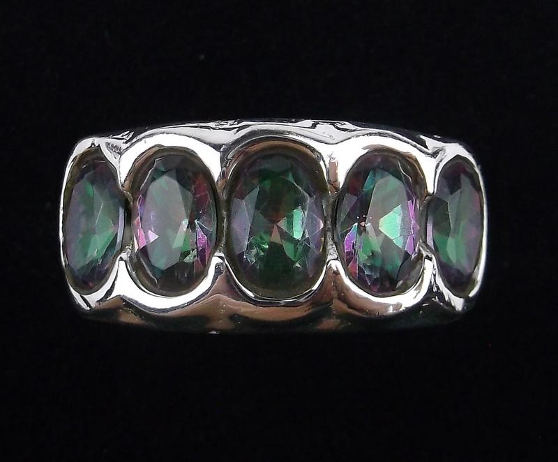 New Thick Sterling Silver Rainbow Topaz Ring Size 6 (1 of 2)