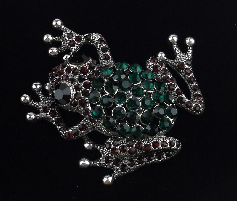 Large Mint Enameled Rhinestone Tree Frog Brooch (1 of 2)